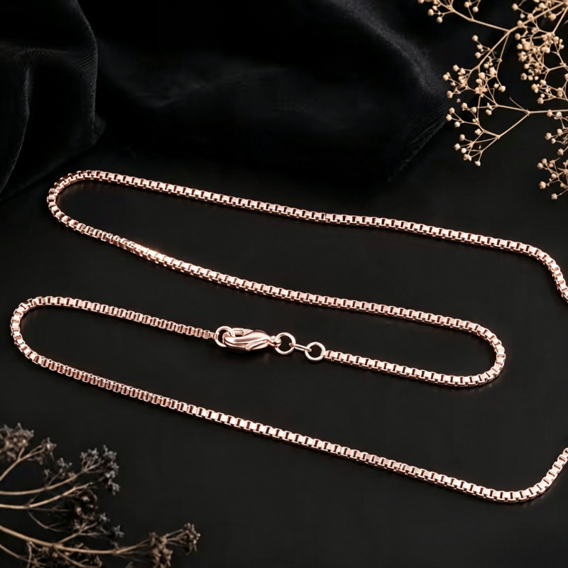 Rose Golden Thin Box Chain, Stainless Steel